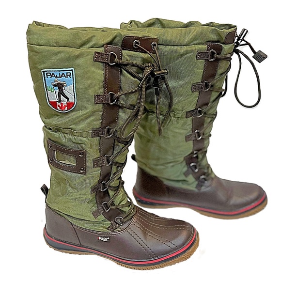 Pajar Shoes - Pajar Canada Green & Brown Tall Waterproof Grip Leather Boots, Sz 9/9.5